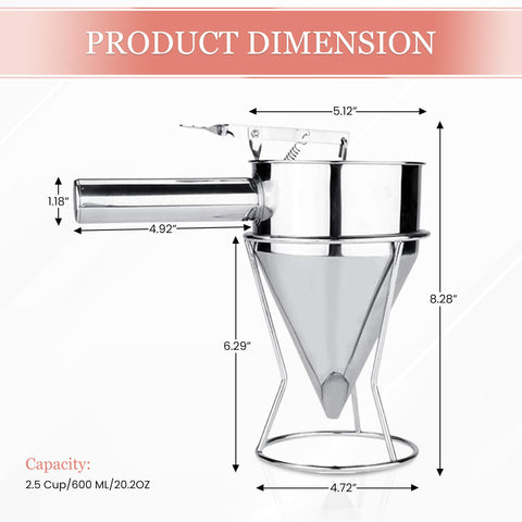 Kolibrox stainless steel confectionery funnel for durable, hygienic chocolate and sauce filling.