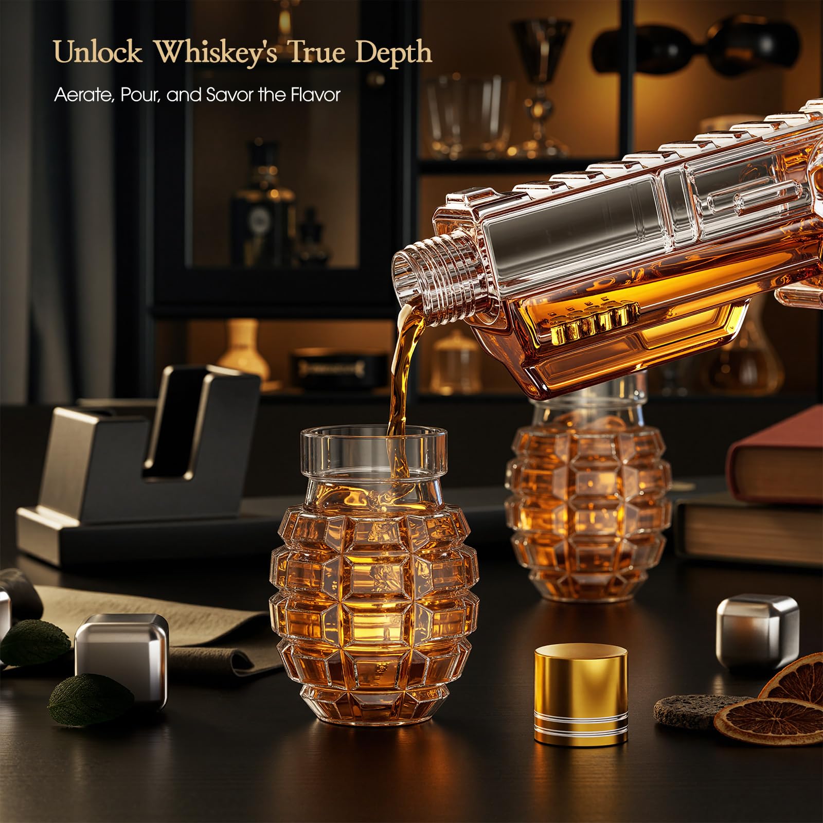 Kollea bold design enhances any home bar or man cave.