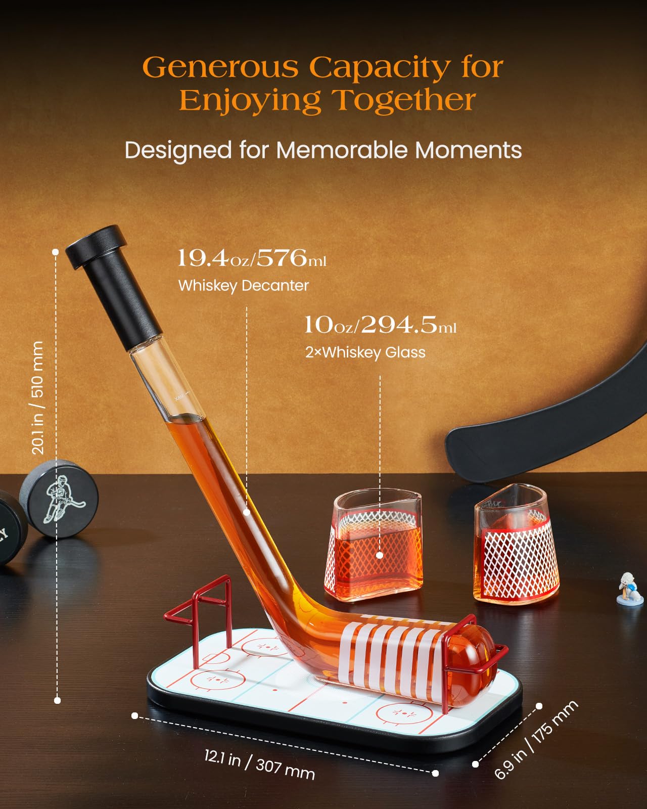 Kollea closeup hockey-stick design highlights craftsmanship and unique home-bar decor