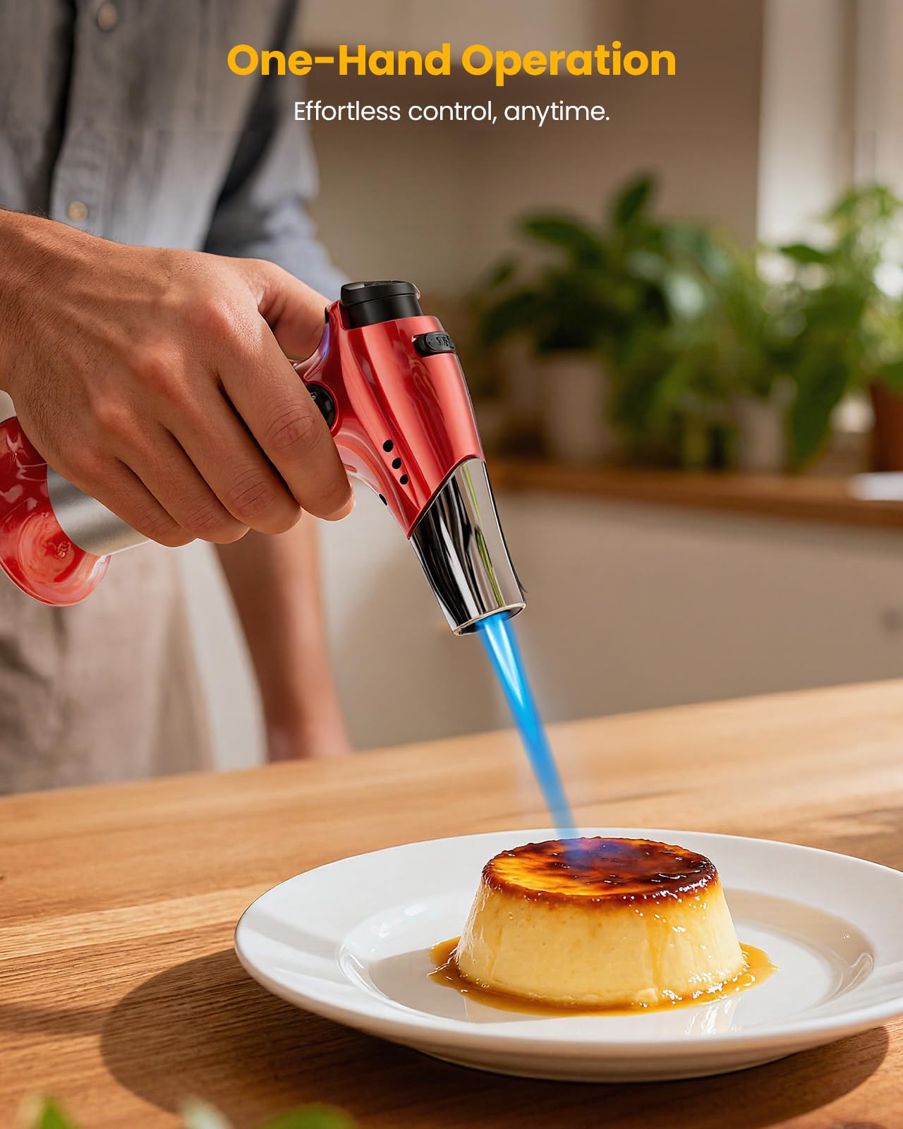 Kollea Creme Brulee Torch long-nozzle for precise browning.