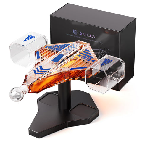 Kollea Galaxy Blue spaceship decanter base offers sturdy support for refined home bar setups.