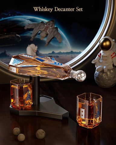 Kollea Galaxy Blue spaceship shot glasses pair elevates entertaining with sci-fi style.