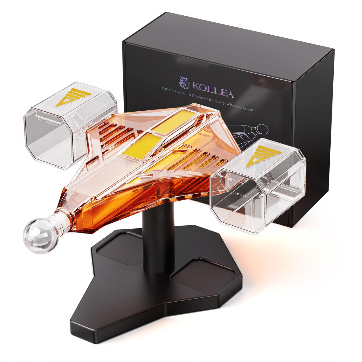 Kollea galaxy spaceship decanter for dramatic pours and stylish bar display.