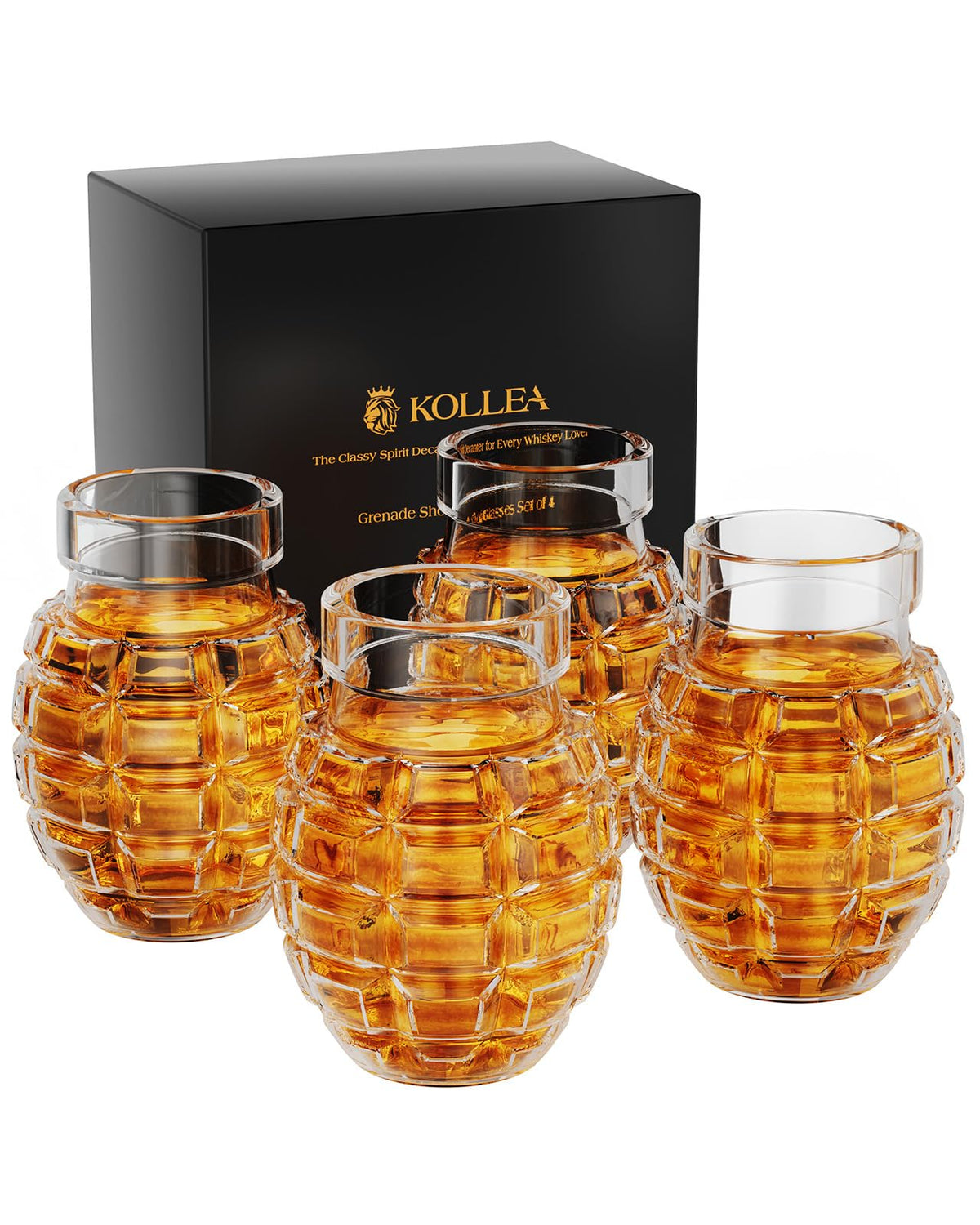 Kollea grenade glasses 4-piece set for bold home bar and gatherings