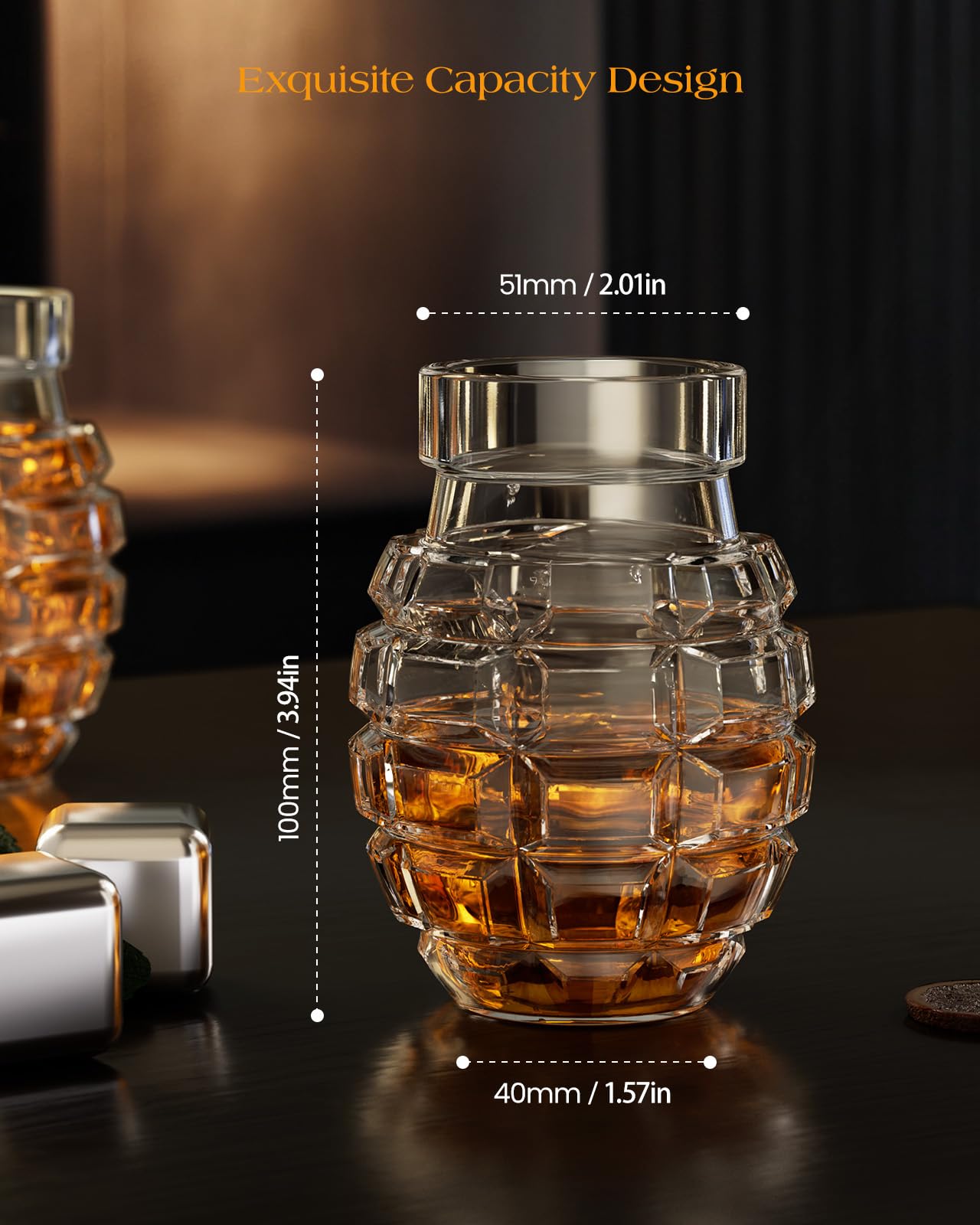 Kollea grenade glasses military-inspired design for dramatic bar flair
