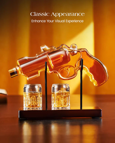 Kollea gun-design whiskey decanter adds dramatic flair to the bar.