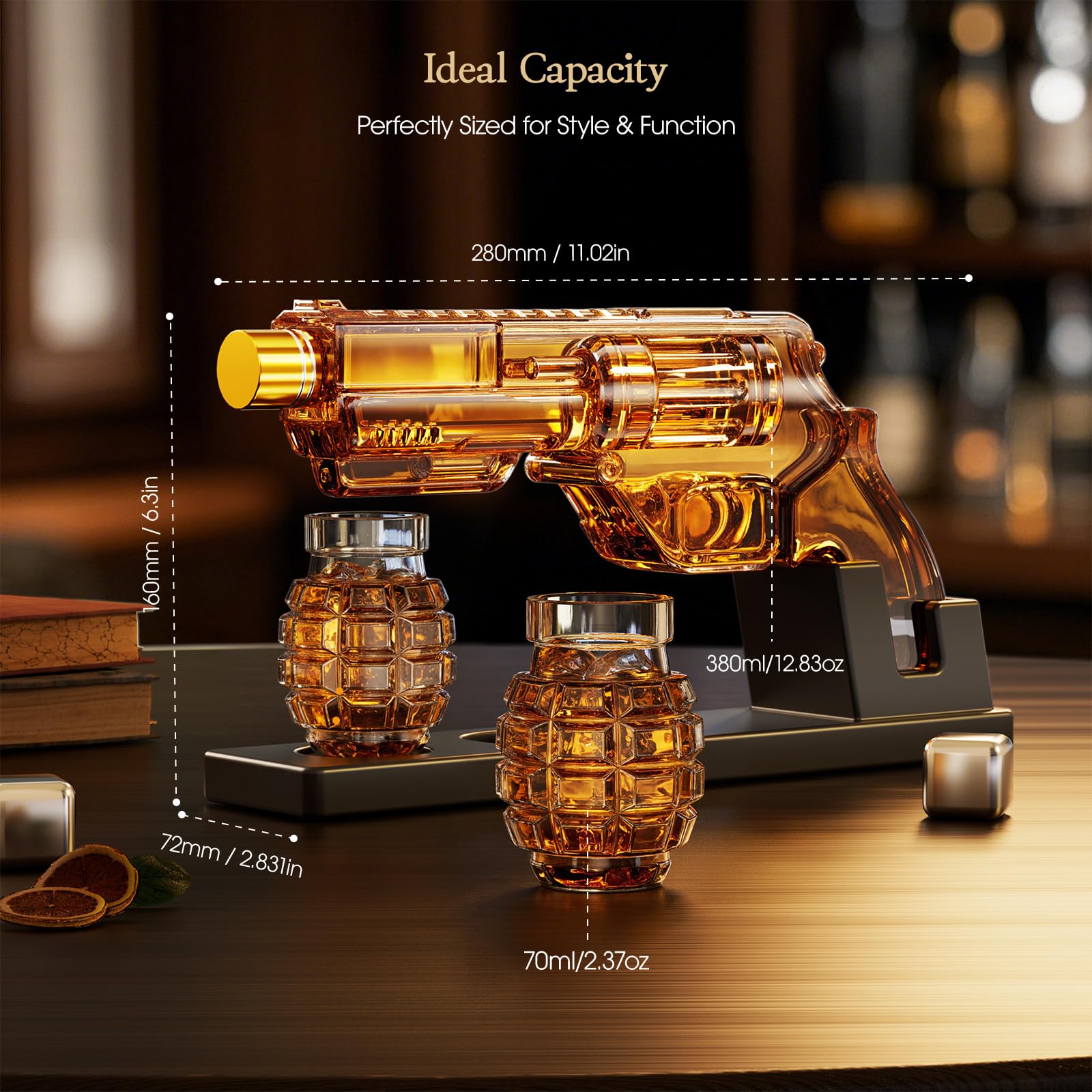 Kollea lead-free glass with thick walls highlights whiskey color.