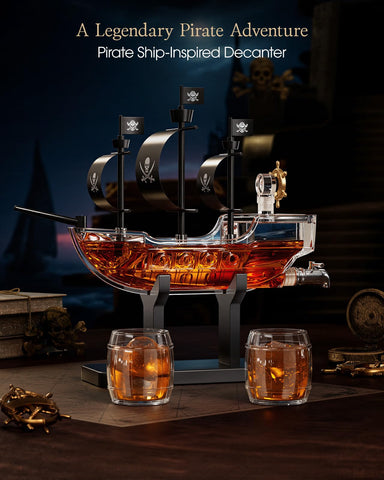 Kollea pirate ship glasses set with barrel shapes for a smooth pour.