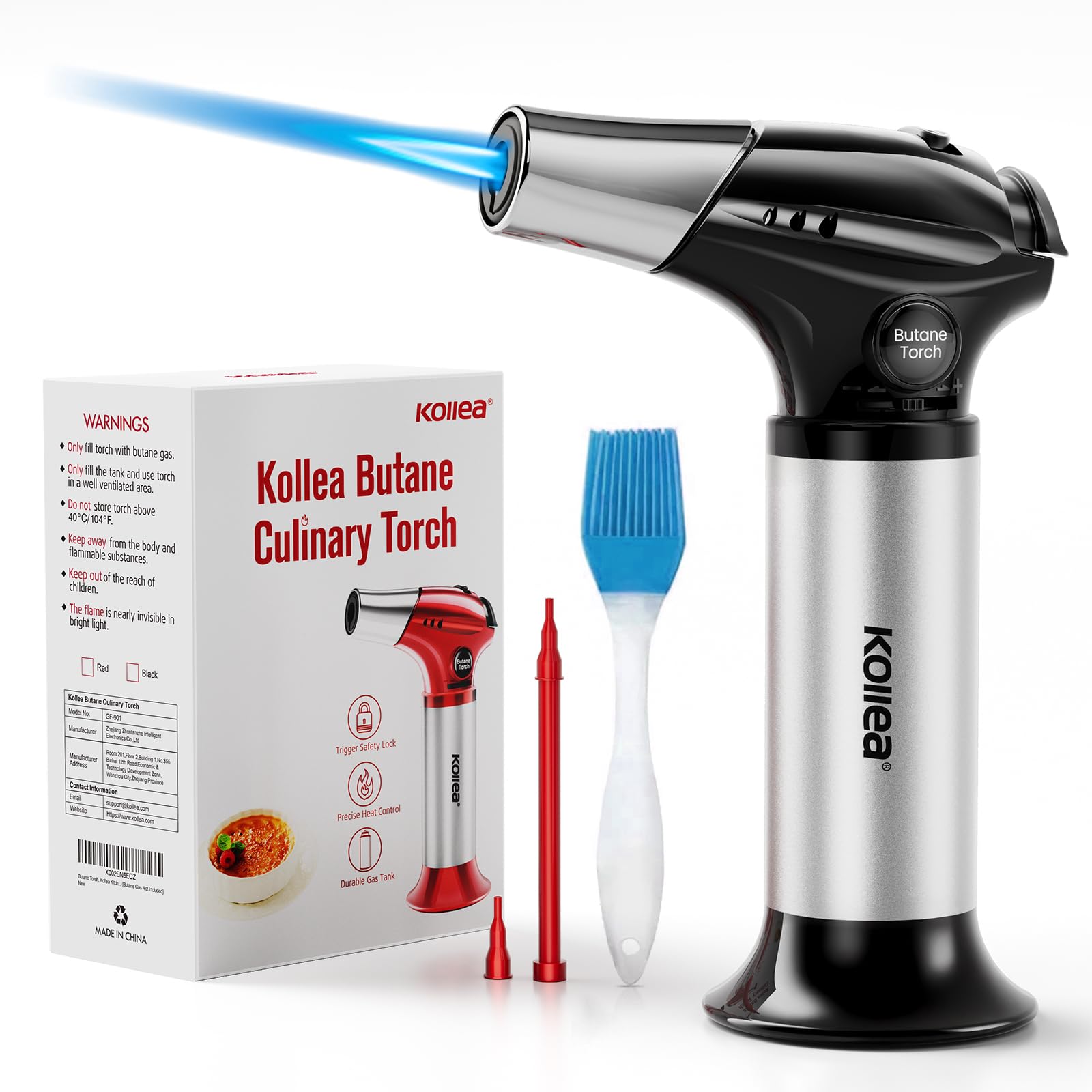 Kollea professional torch in hand shows ergonomic control for precise cooking.