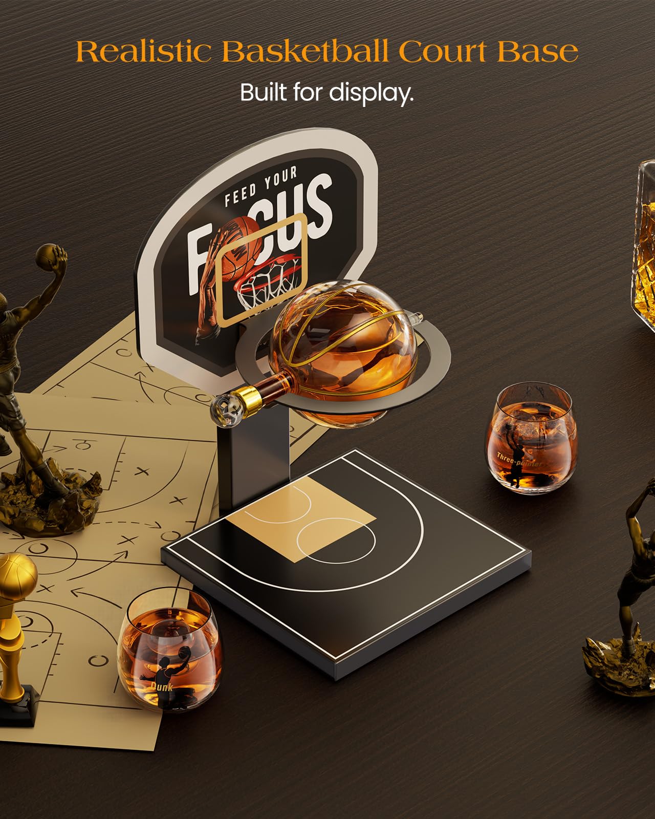 Kollea three-pointer glass designed for basketball themed tastings