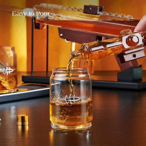 Kollea wooden display stand elevating the decanter and glasses