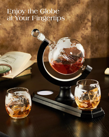 Kollea world-inspired globe design adds sophistication to any home bar.