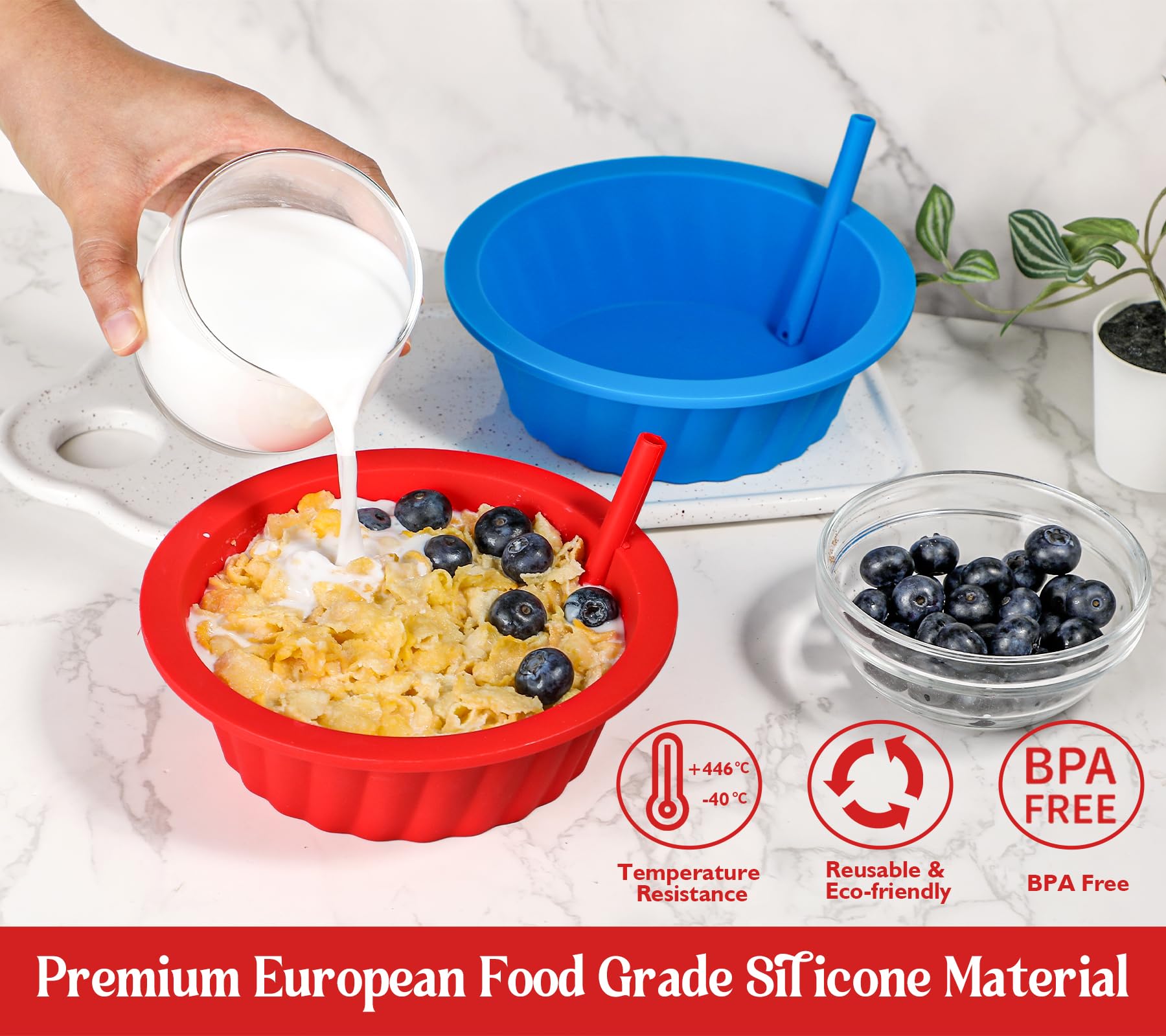 KOLUTI 20oz bowls ideal for cereal, milk, yogurt and snacks.