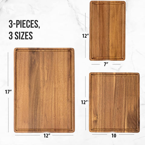 KOLWOVEN acacia cutting board medium with built-in handles, easy to move.