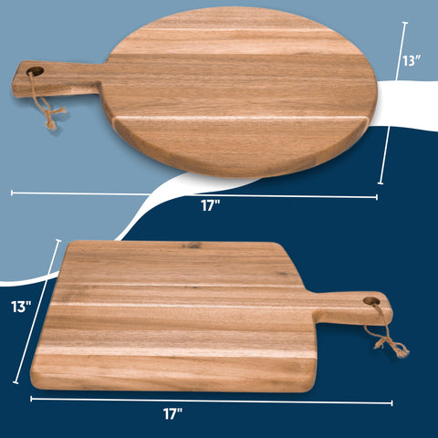KOLWOVEN rectangular acacia cutting board with handle for prep and table service