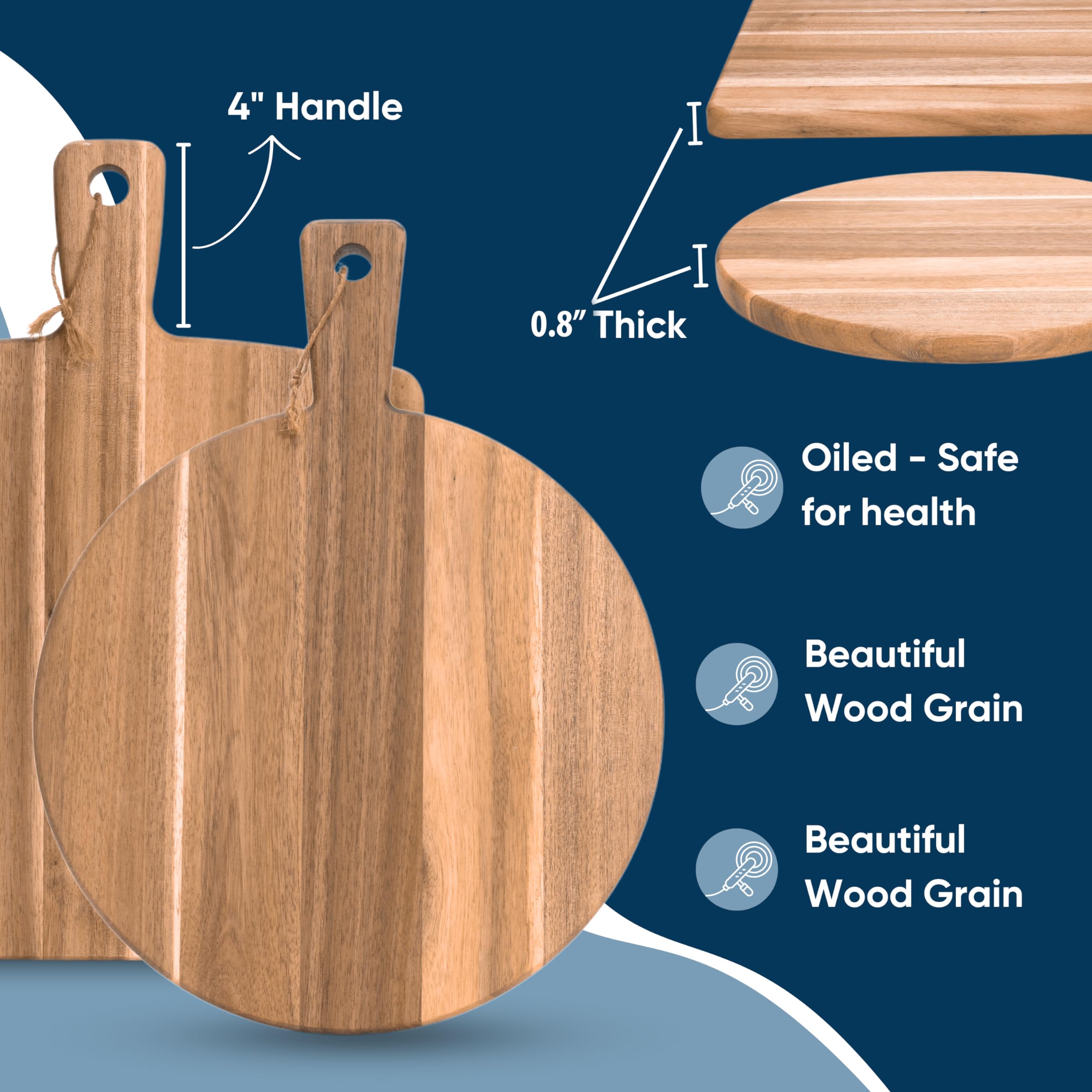 KOLWOVEN acacia wood charcuterie board displaying cheese and fruit