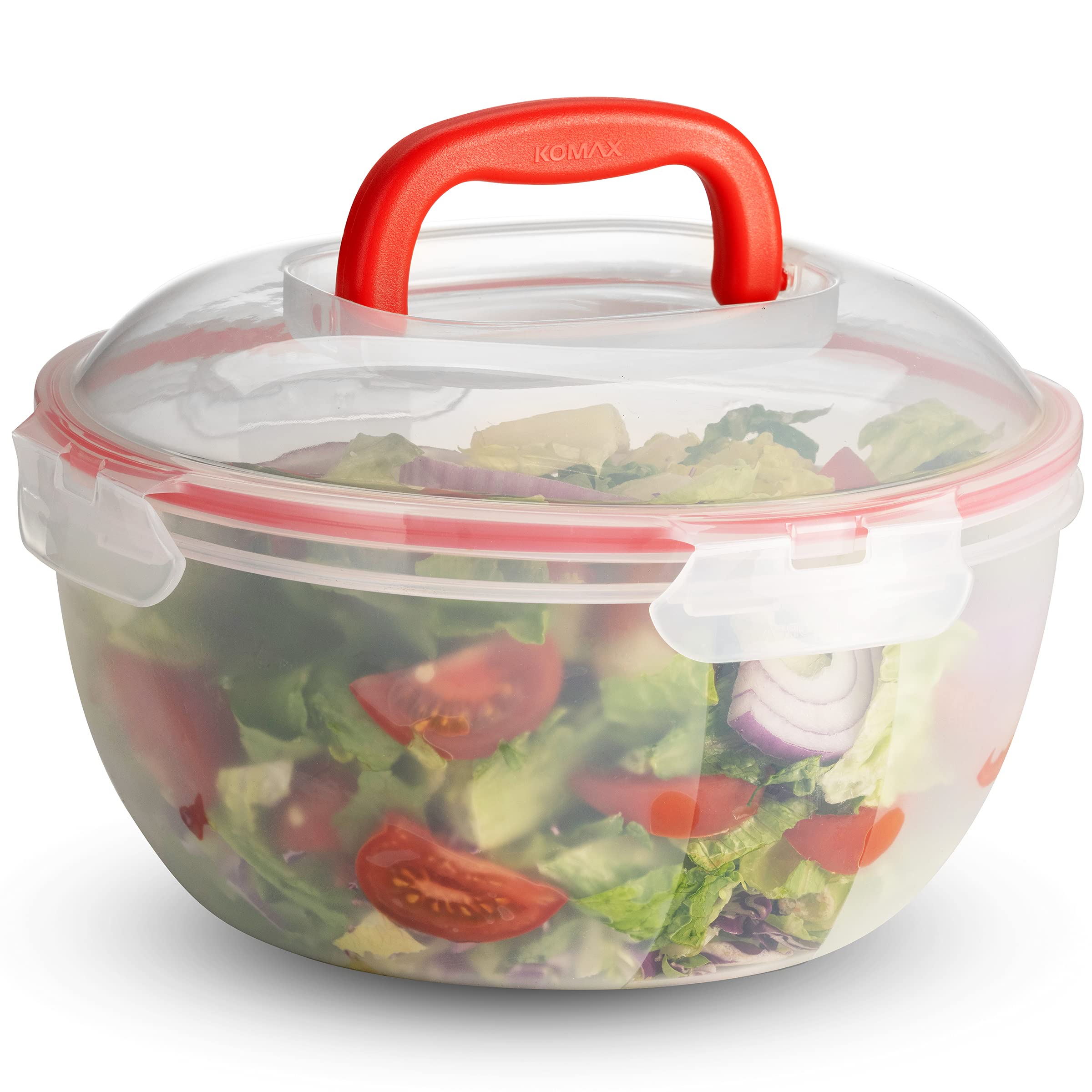 Komax Biokips lids with four-point locks keep contents secure during transport.