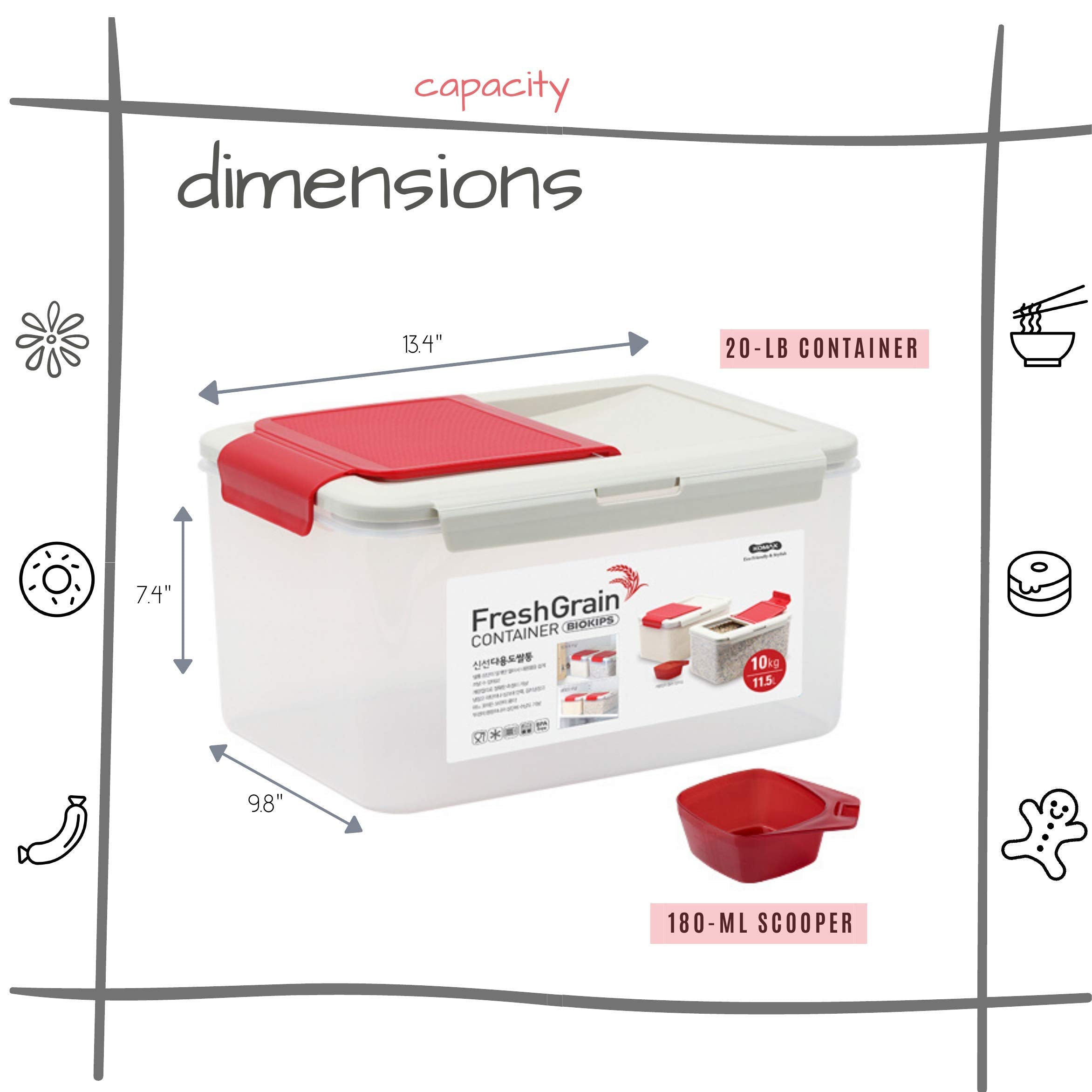 Komax Biokips flour and rice container boosts kitchen organization