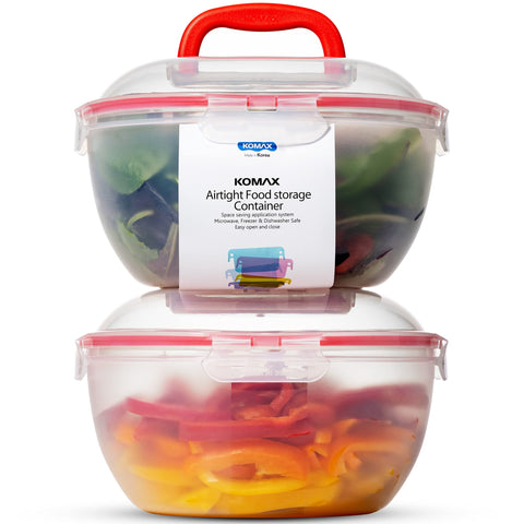 Komax Biokips bowls with lids ready for family meals and storage.