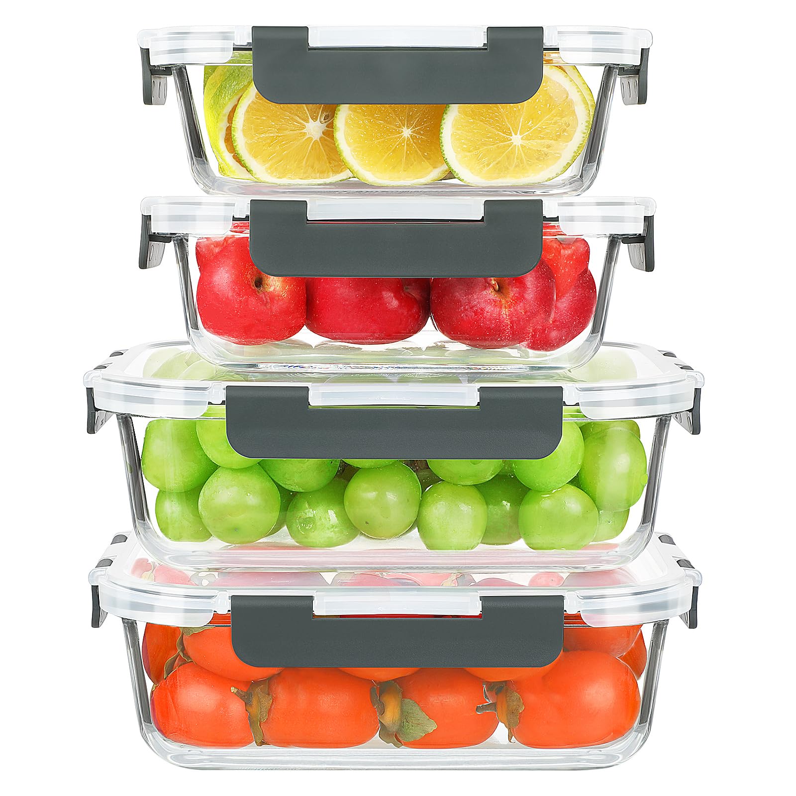 KOMUEE 52oz glass meal container with airtight lid for meal prep