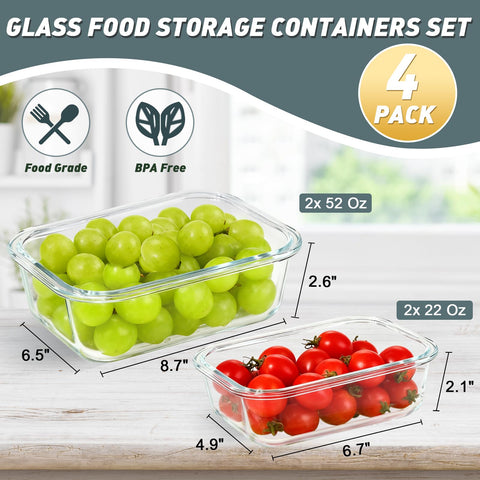 KOMUEE stackable glass containers for fridge organization