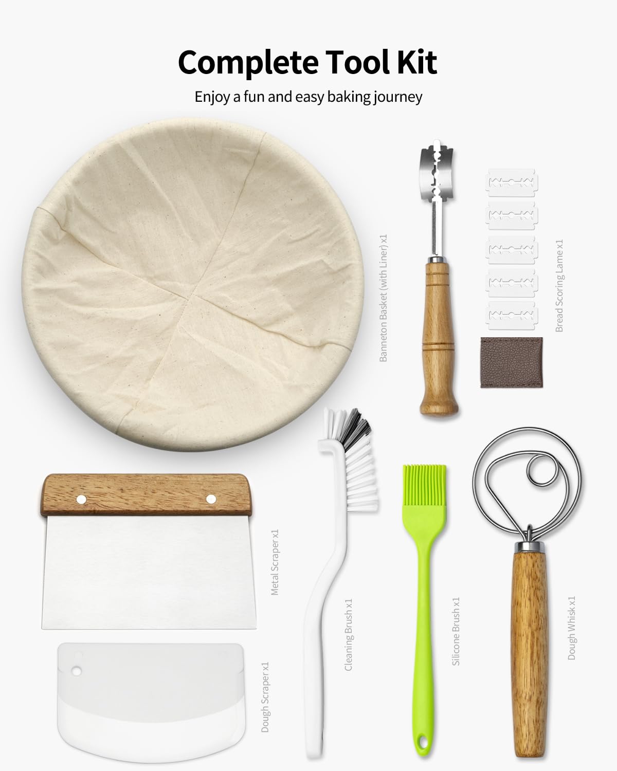 Komlyar banneton with removable liner demonstrates natural rattan texture and easy dough release