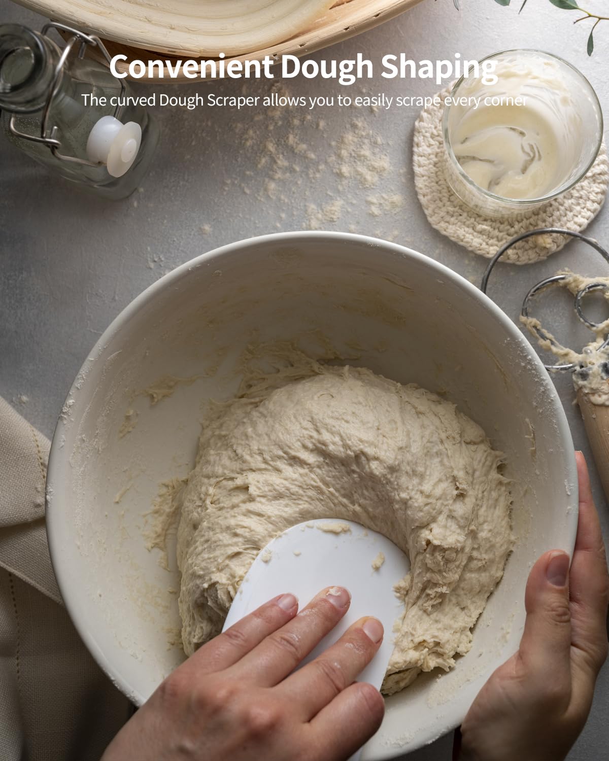 Komlyar metal dough scraper helps shape and portion dough efficiently