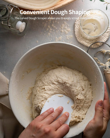 Komlyar metal dough scraper helps shape and portion dough efficiently
