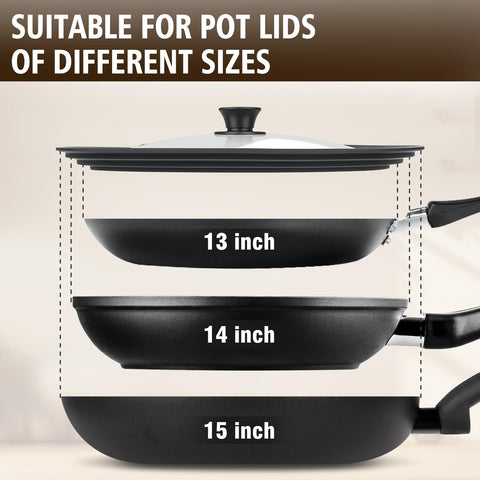 Komokeru universal lid 14-inch fit enables steady simmering on mid-sized pots