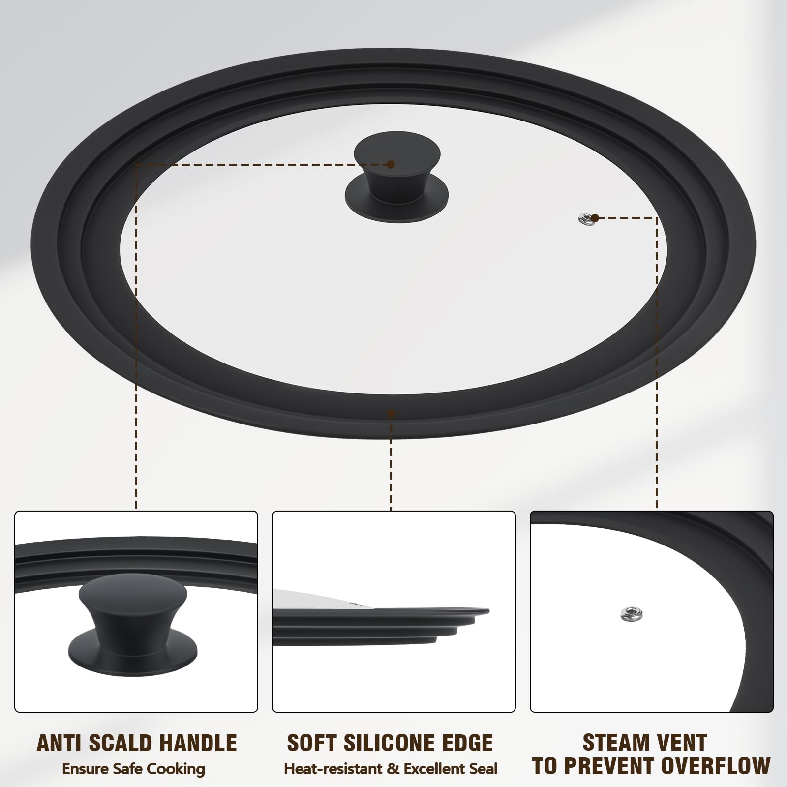 Komokeru universal lid 15-inch fit suited for large cookware and steam