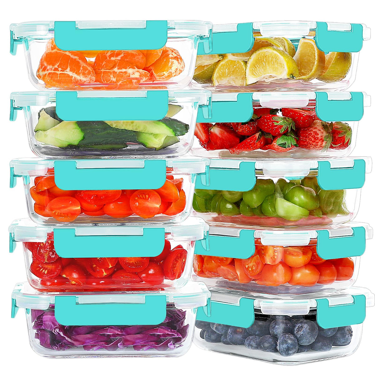 KOMUEE 22oz glass meal prep container with airtight lid for fresh lunches
