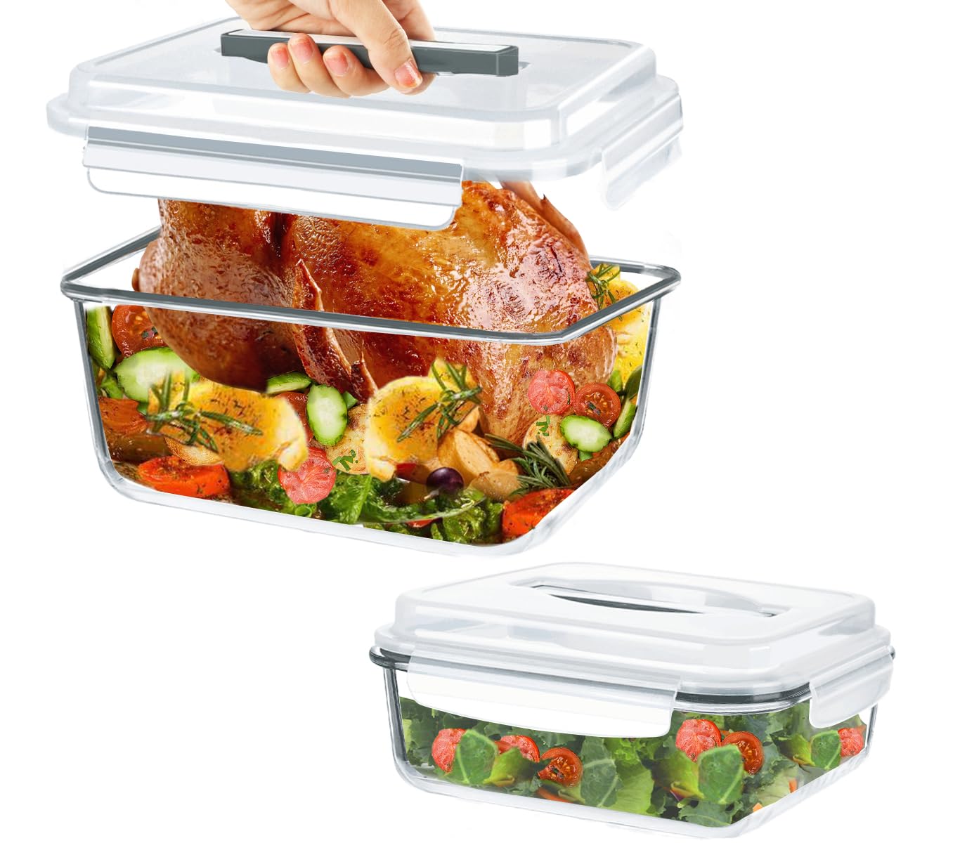 KOMUEE 220oz glass container with airtight lid for bulk storage and meal prep