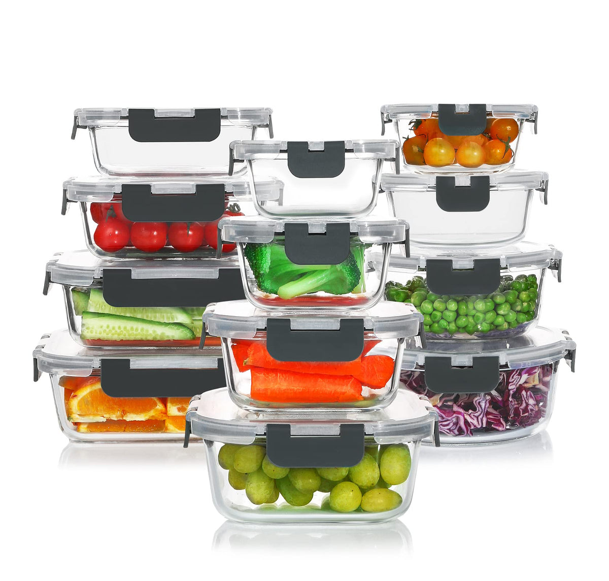 KOMUEE 24-piece glass storage set for organized meals