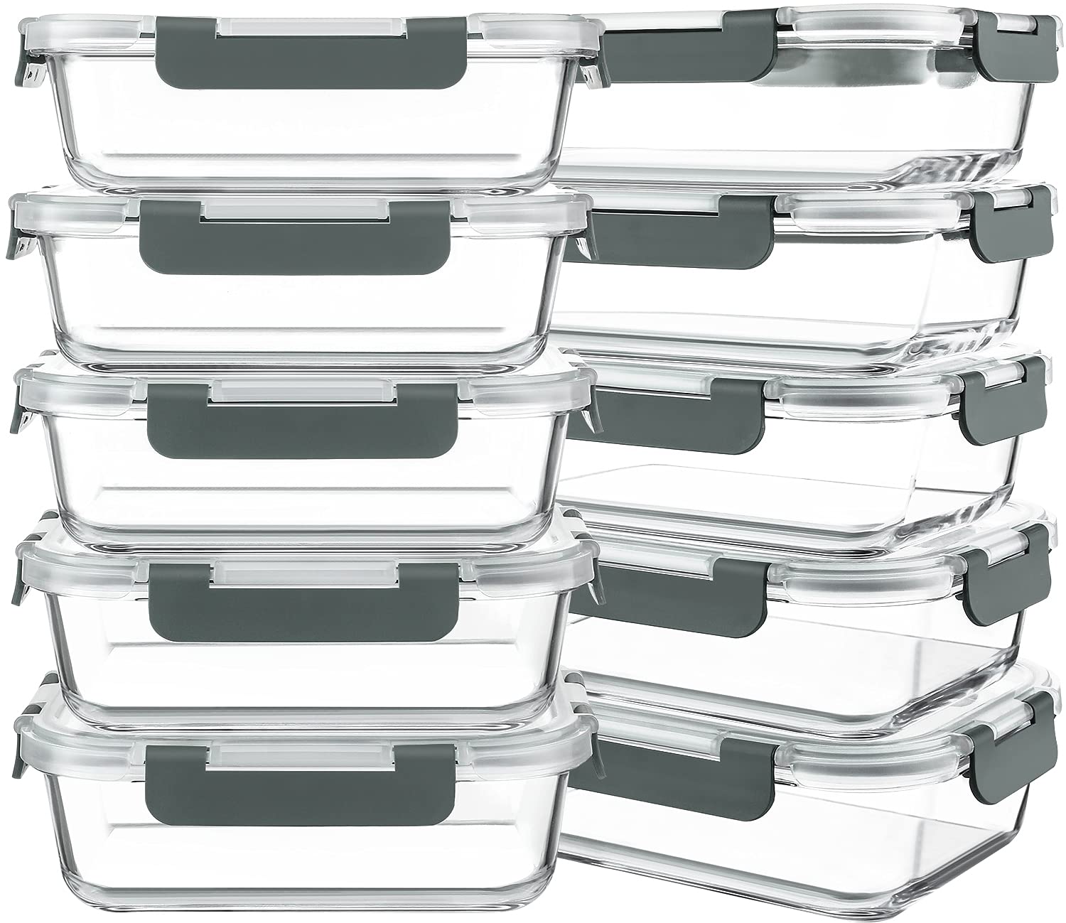 KOMUEE 30oz glass meal prep set with lids for organized weekly lunches.