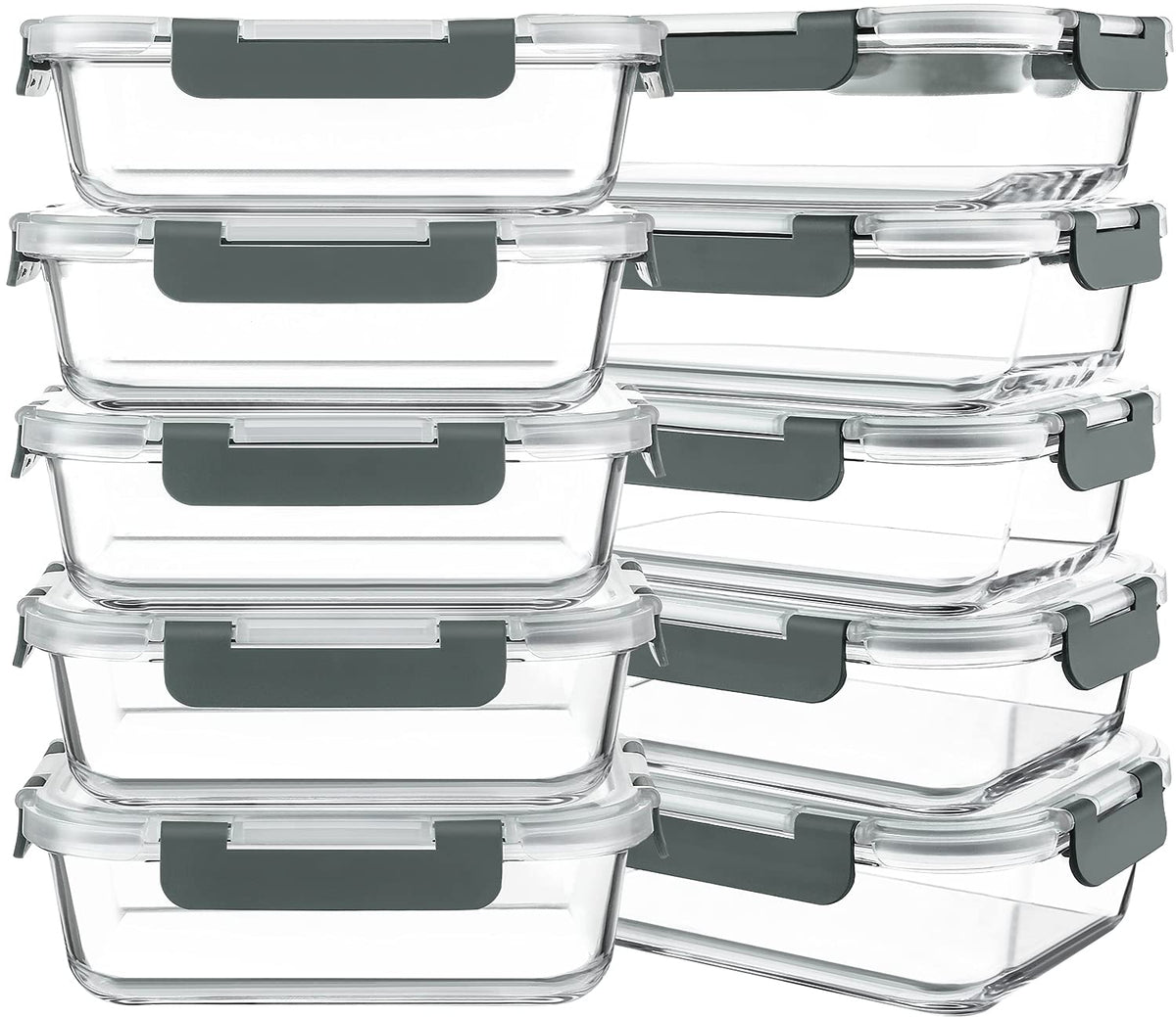 KOMUEE 30oz glass meal prep set with lids for organized weekly lunches.