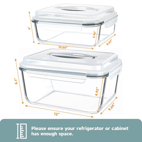 KOMUEE 76.4oz glass container with lid for large servings and easy organization