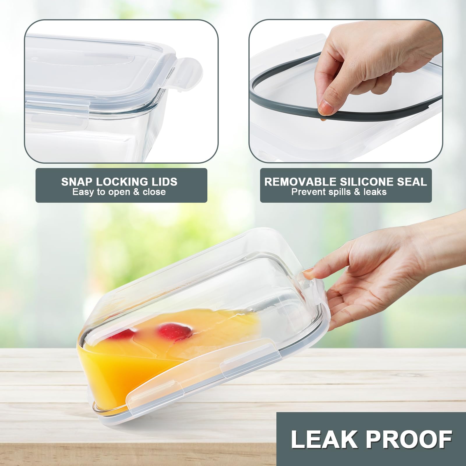 KOMUEE airtight, leak-proof lid ensures freshness