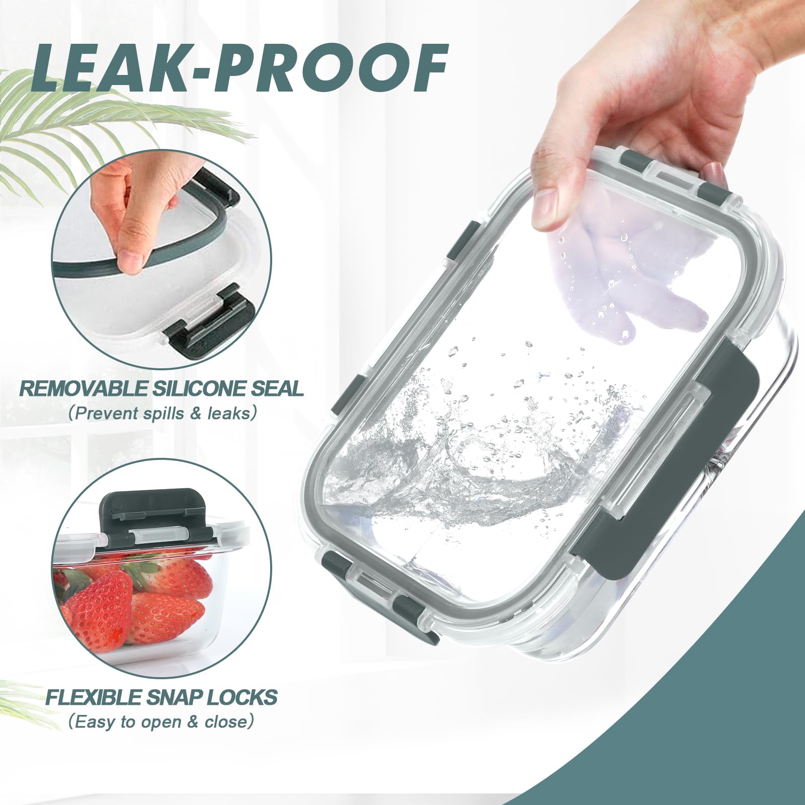 Durable borosilicate glass construction from KOMUEE for versatile reheating.