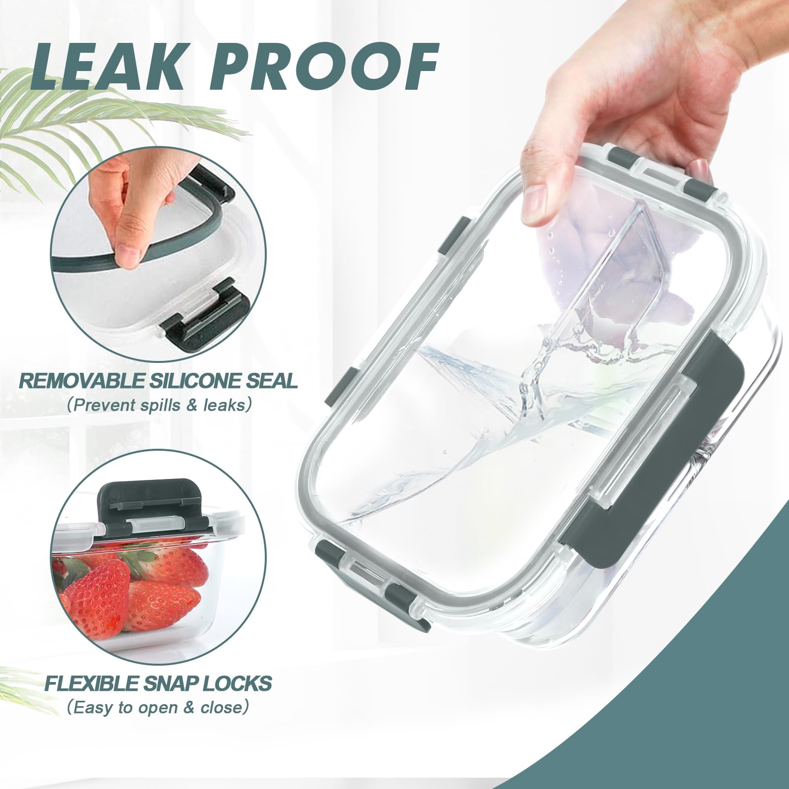 KOMUEE BPA-free lids closeup highlighting safe food storage