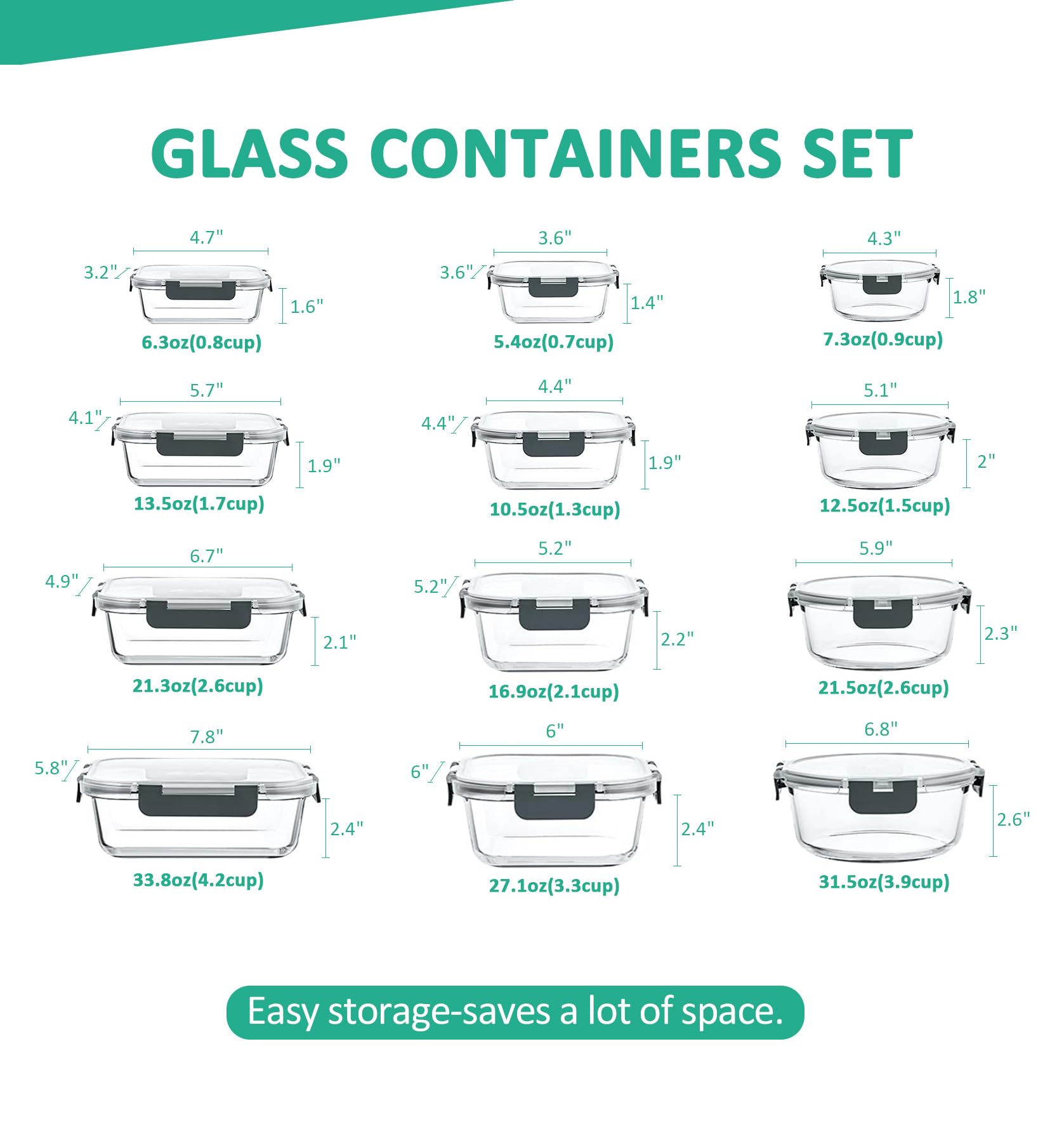 KOMUEE glass bento boxes oven microwave safe