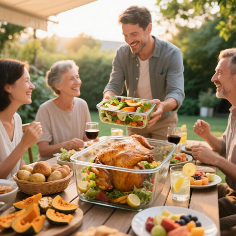 KOMUEE kitchen scene featuring salads in glass containers for fresh meals