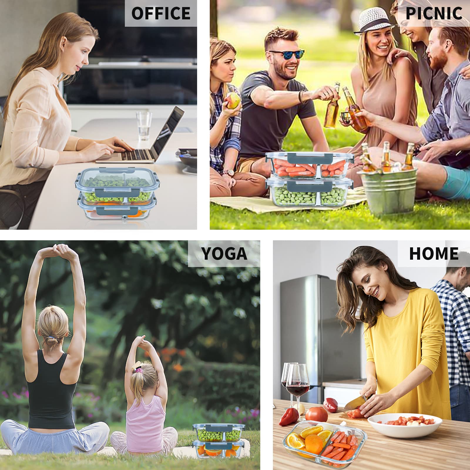 KOMUEE microwave- and oven-safe containers ready for reheating meals.