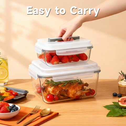 KOMUEE stackable design saving cabinet space while keeping foods organized
