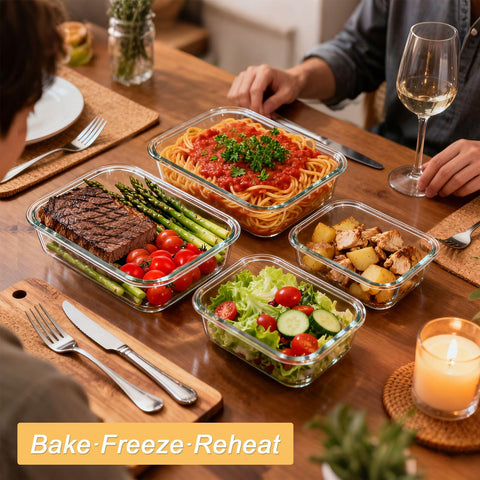 KOMUEE stackable glass containers save fridge space