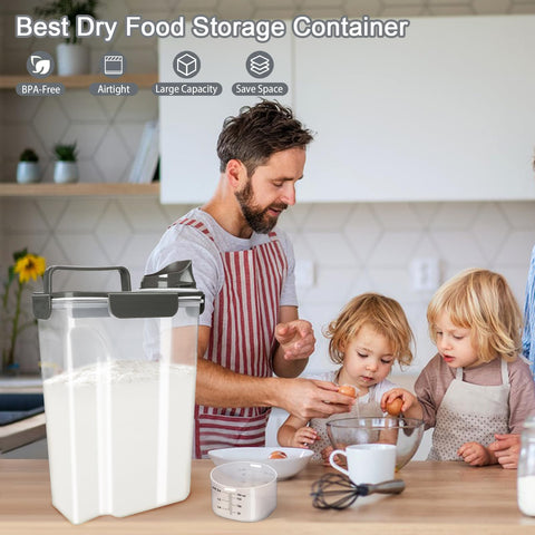 Komzon airtight cereal container protects against moisture and pests for longer freshness.