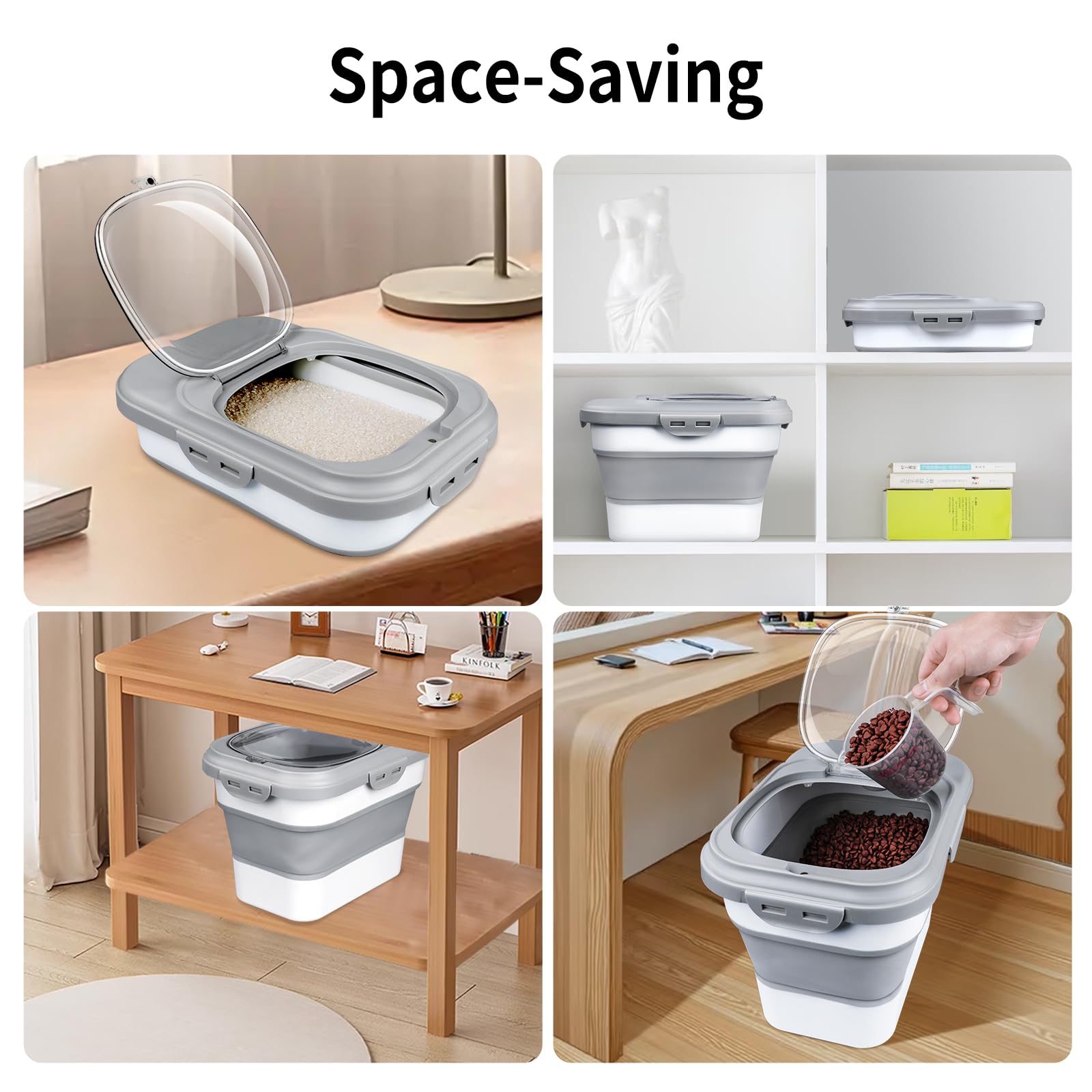 Komzon airtight lids with silicone seals protect contents from moisture.