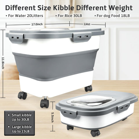 Komzon collapsible container folded compact to save pantry space.