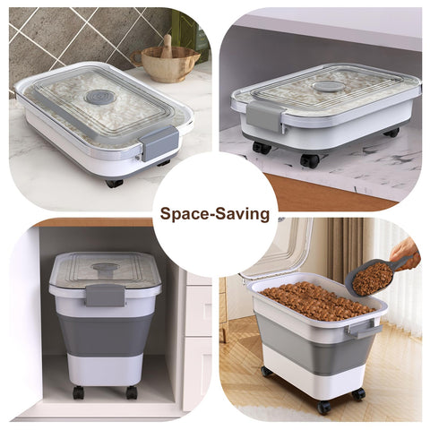 Komzon rice container includes a scoop for easy portions.