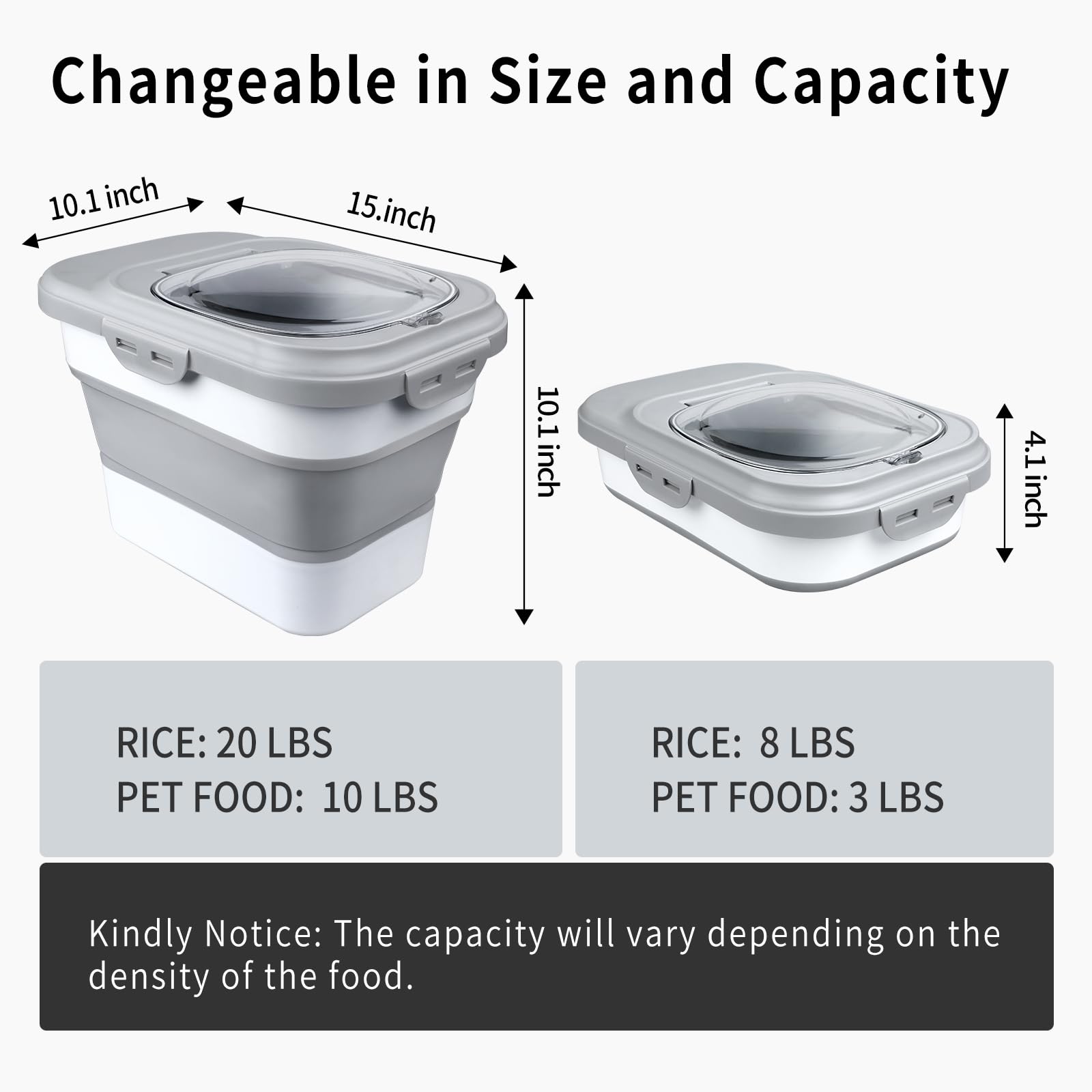 Komzon collapsible rice container shown folded to save space.