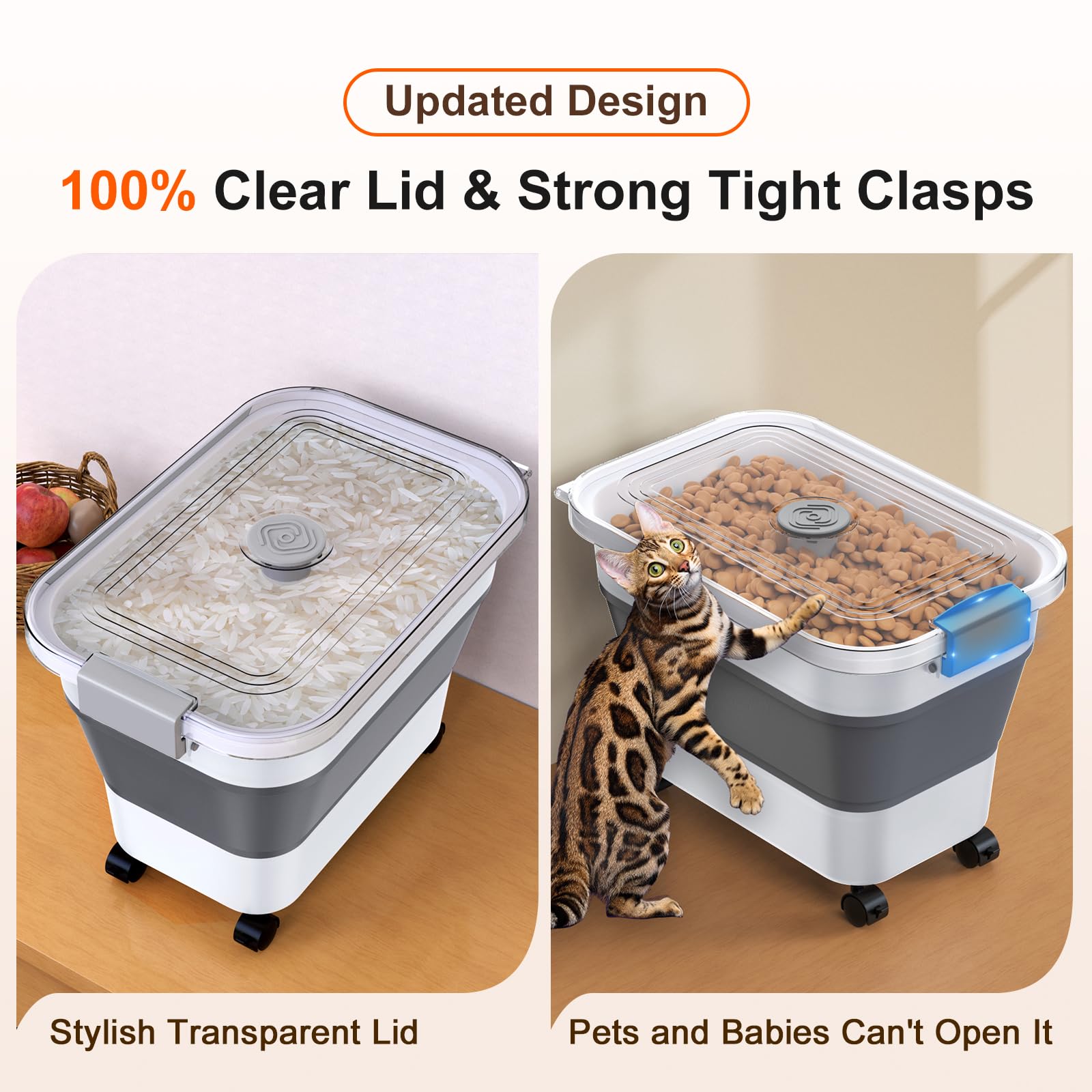 Komzon rice storage on wheels enables easy movement even when full.